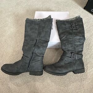 JustFab Charcoal Heeled Boots